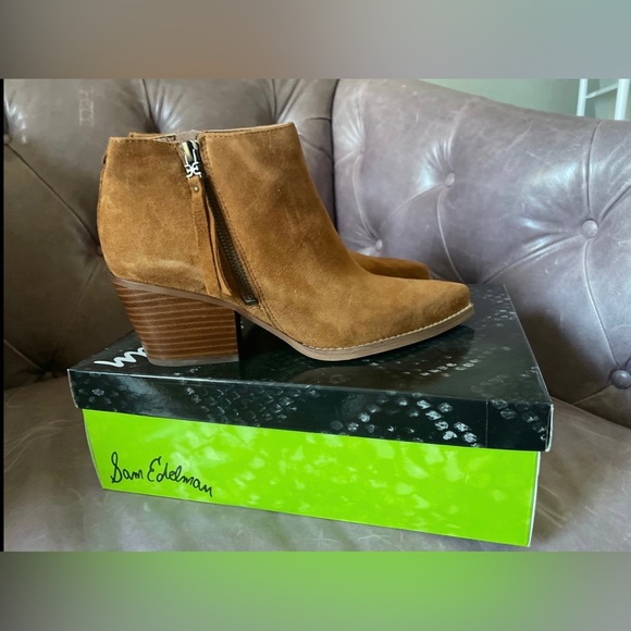 Sam Edelman Brown Suede Ankle Boot Size 7.5 (New) - Picture 3 of 4